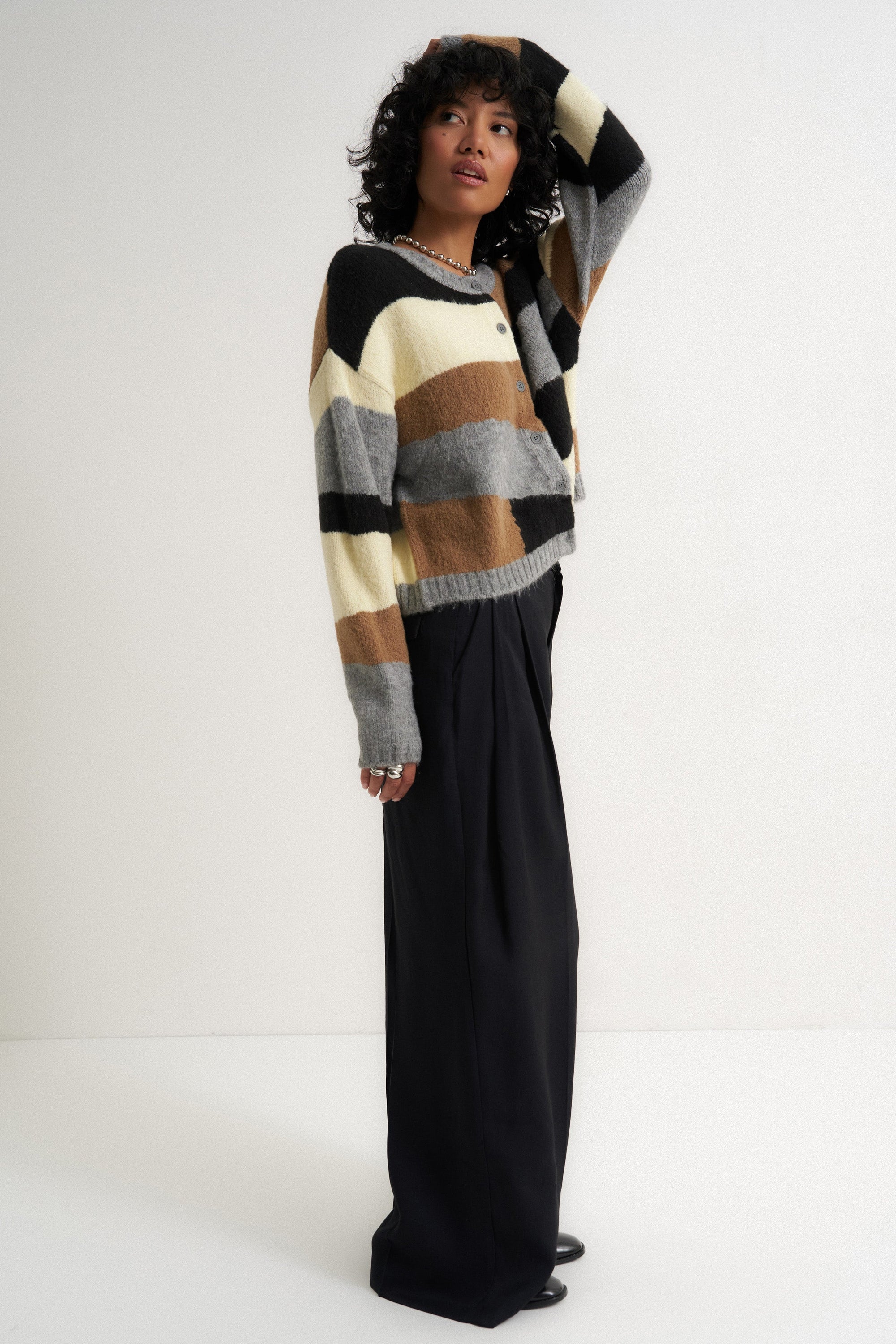 Callahan Knitwear - Selma Cardigan - Heather Grey Multi -