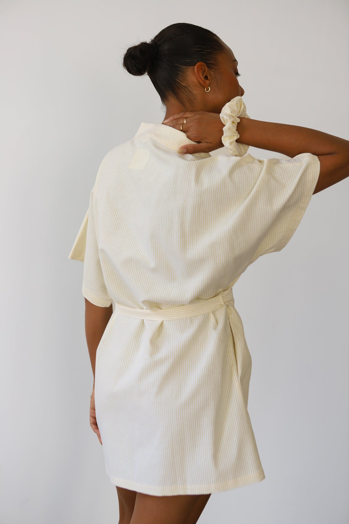 Be Idle - The Pinstripe Short Robe - Butter -