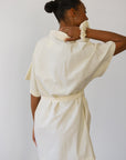 The Pinstripe Short Robe - Butter