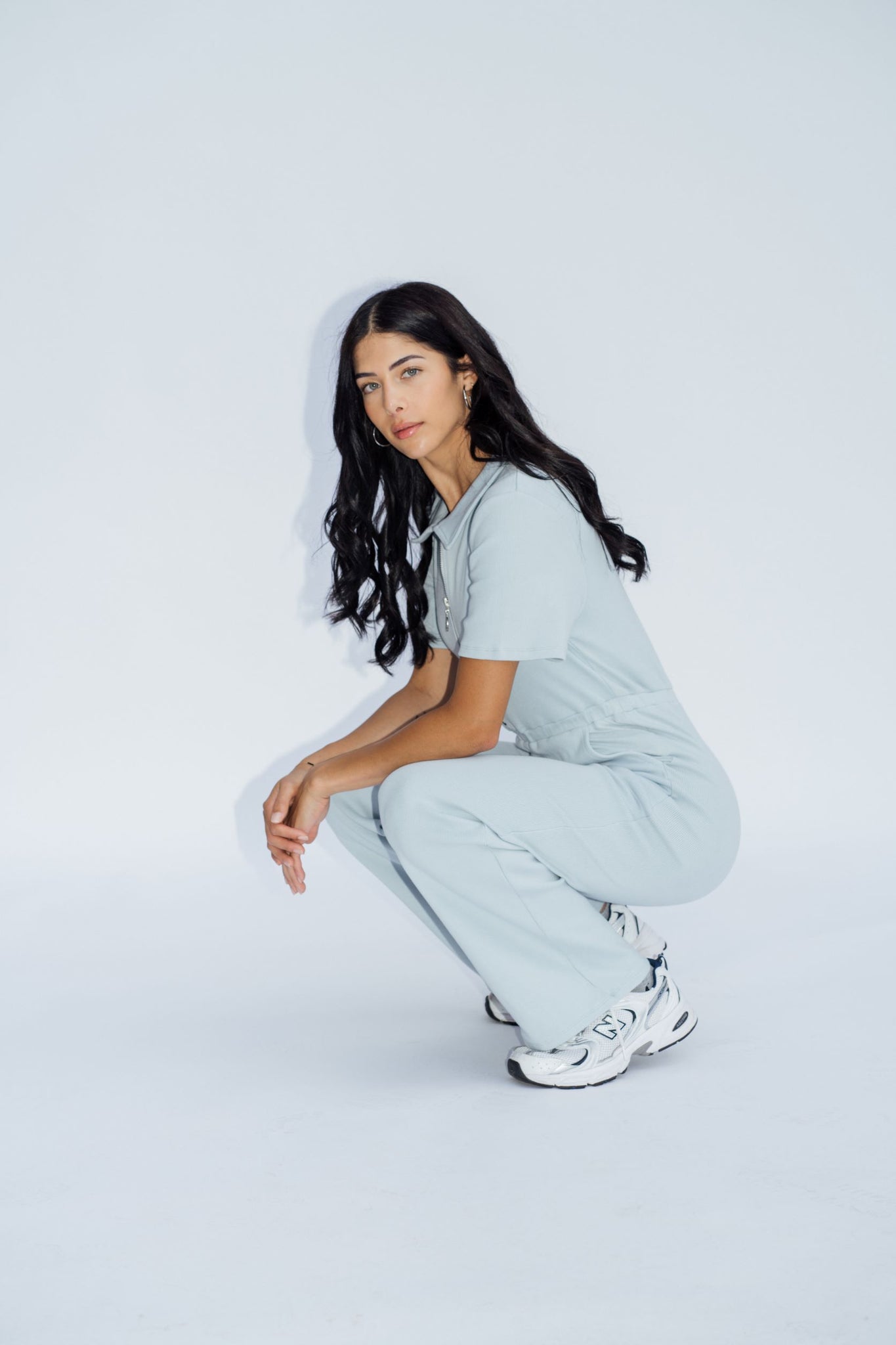 Wildflo Studio - Ribbed Polo Jumpsuit Silver -