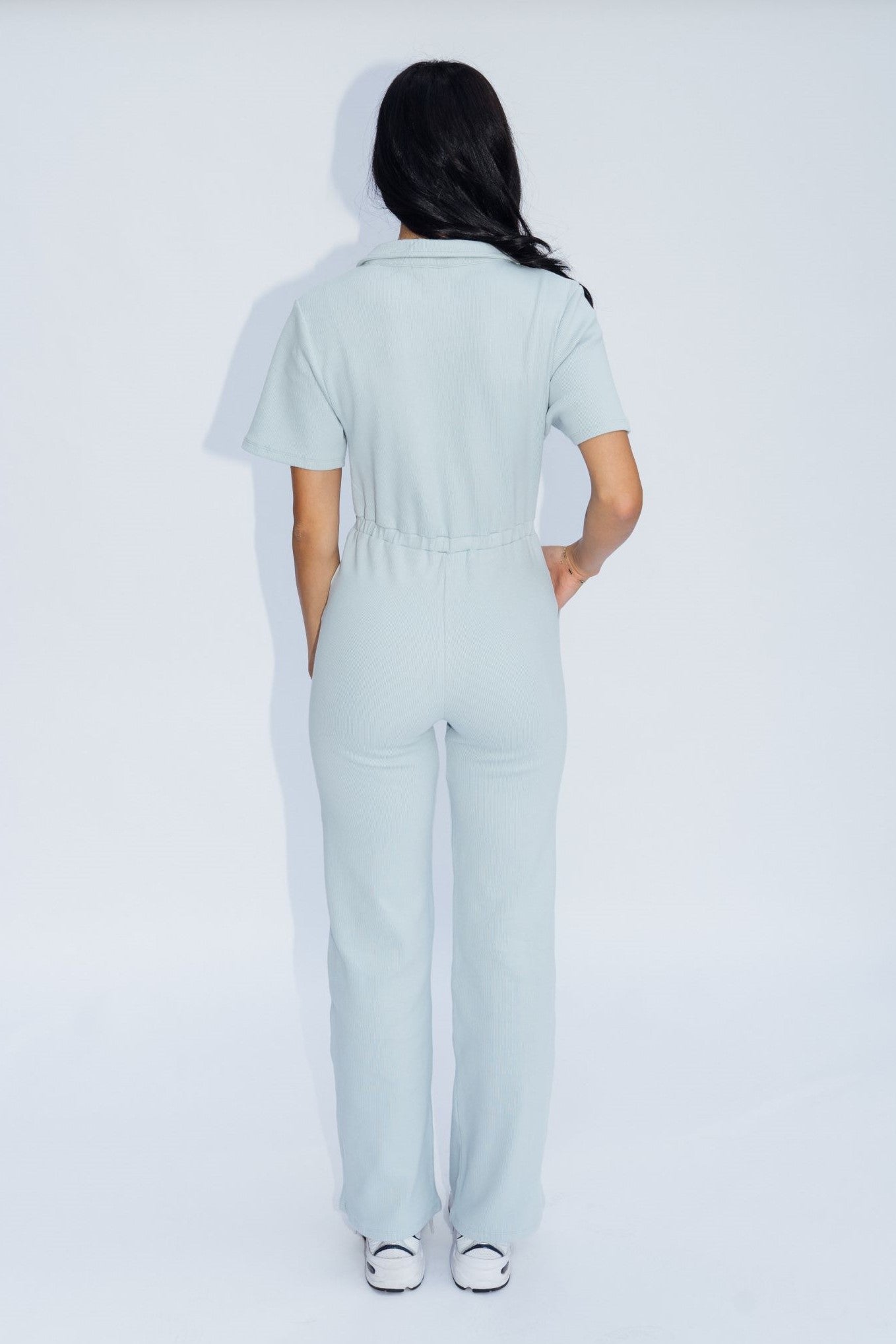 Wildflo Studio - Ribbed Polo Jumpsuit Silver -