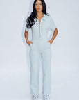 Wildflo Studio - Ribbed Polo Jumpsuit Silver -