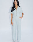 Wildflo Studio - Ribbed Polo Jumpsuit Silver -