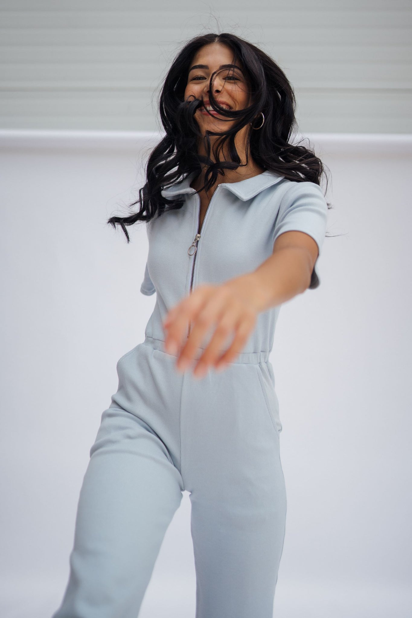 Wildflo Studio - Ribbed Polo Jumpsuit Silver -