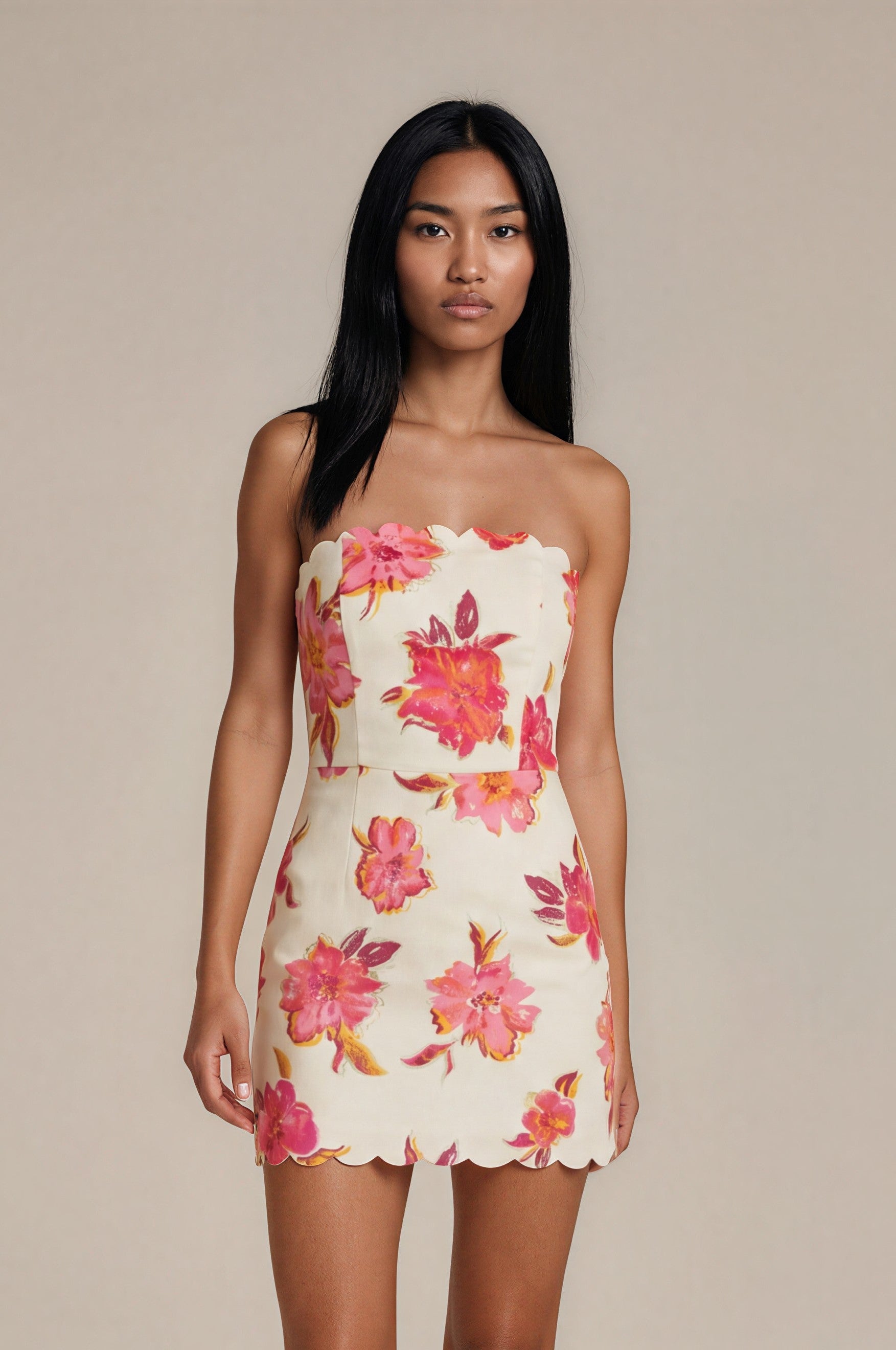 Bellevue - Abbey Mini Dress - Pink Hibiscus -