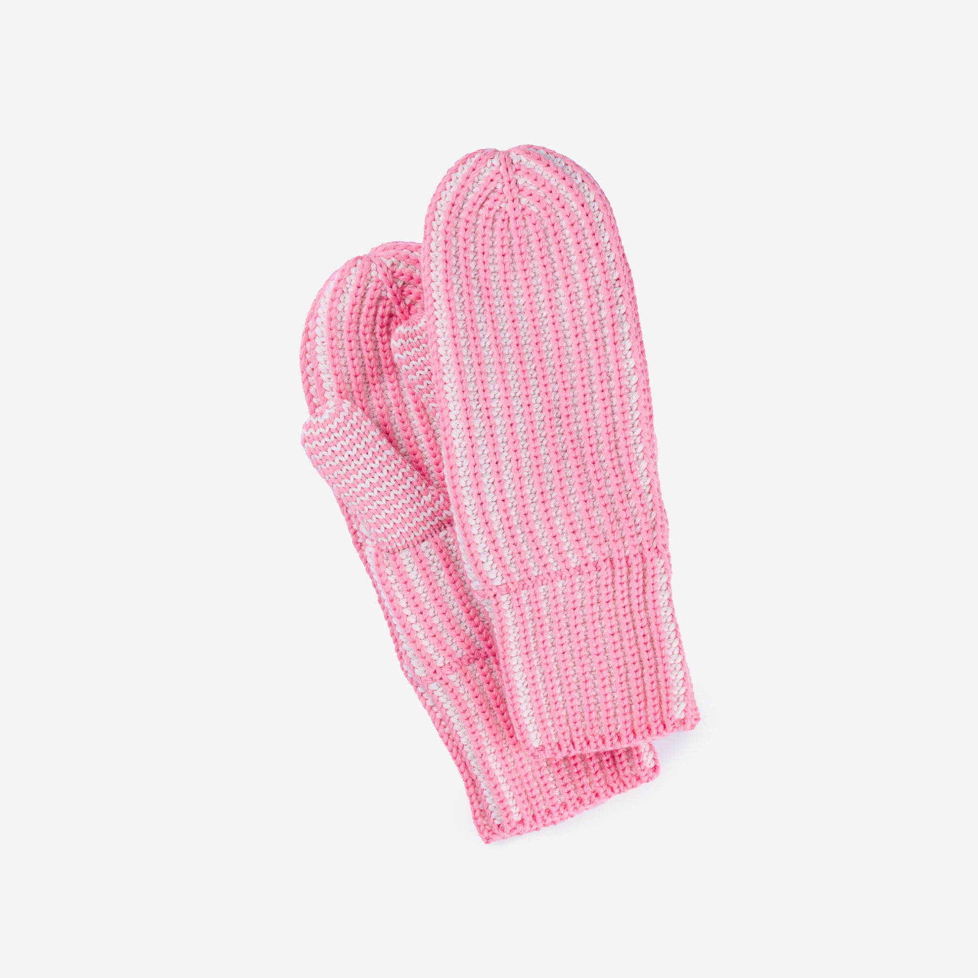 Verloop - Stripe Knit Mittens - Pink White