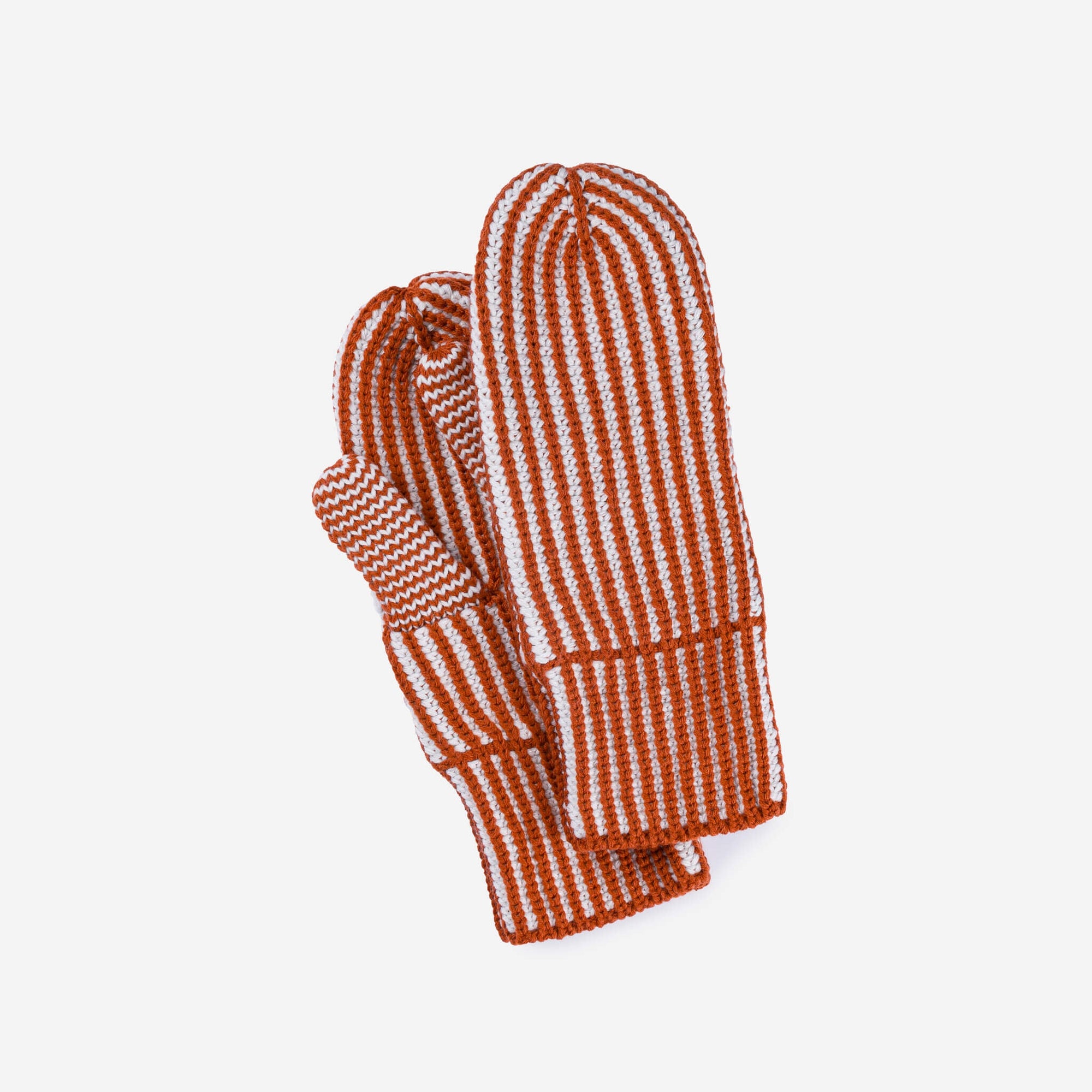Verloop - Stripe Knit Mittens - Rust White