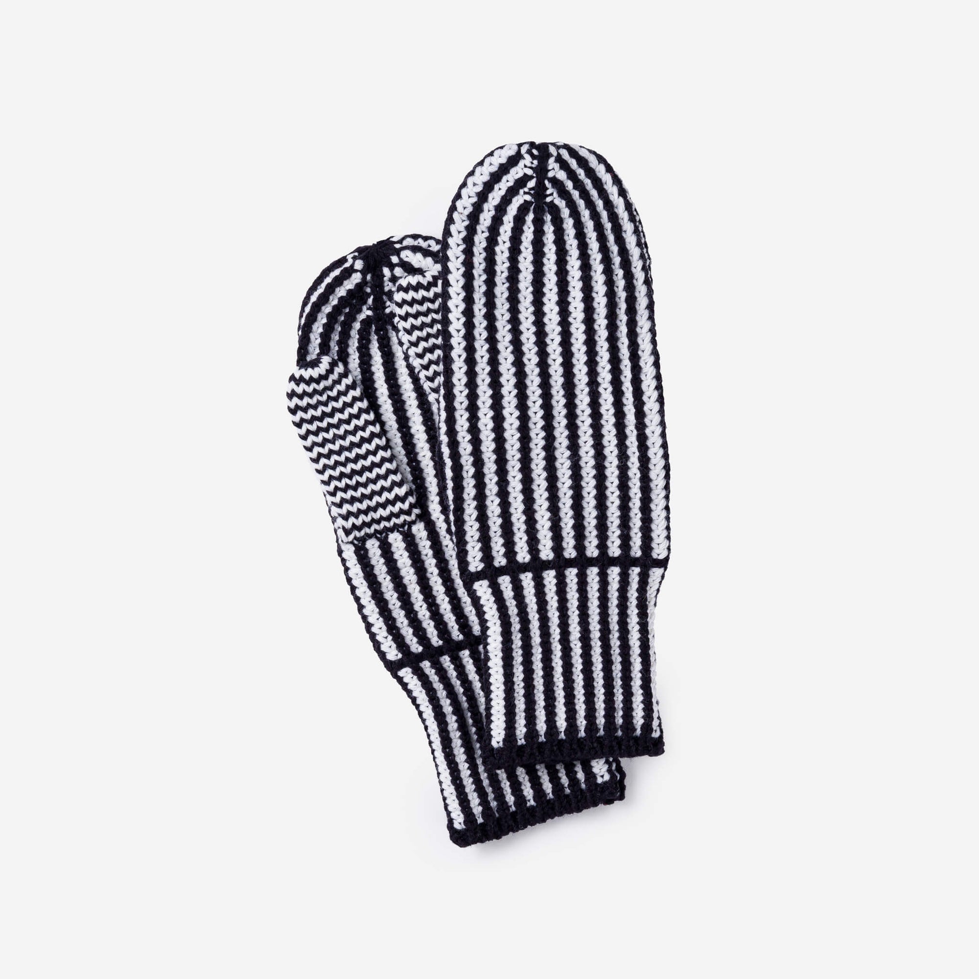Verloop - Stripe Knit Mittens - Black White