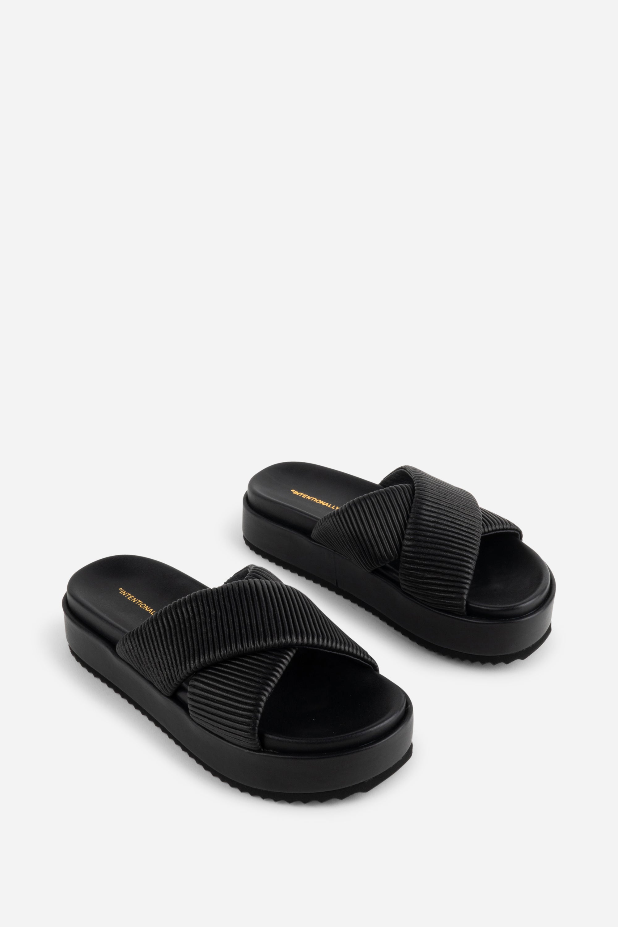 Intentionally Blank - Sylvie Flatform Sandal - BLACK LEATHER