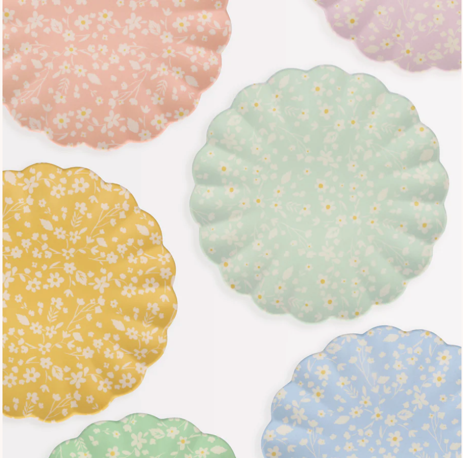 Meri Meri - Floral Reusable Bamboo Large Plates, Set of 6 -