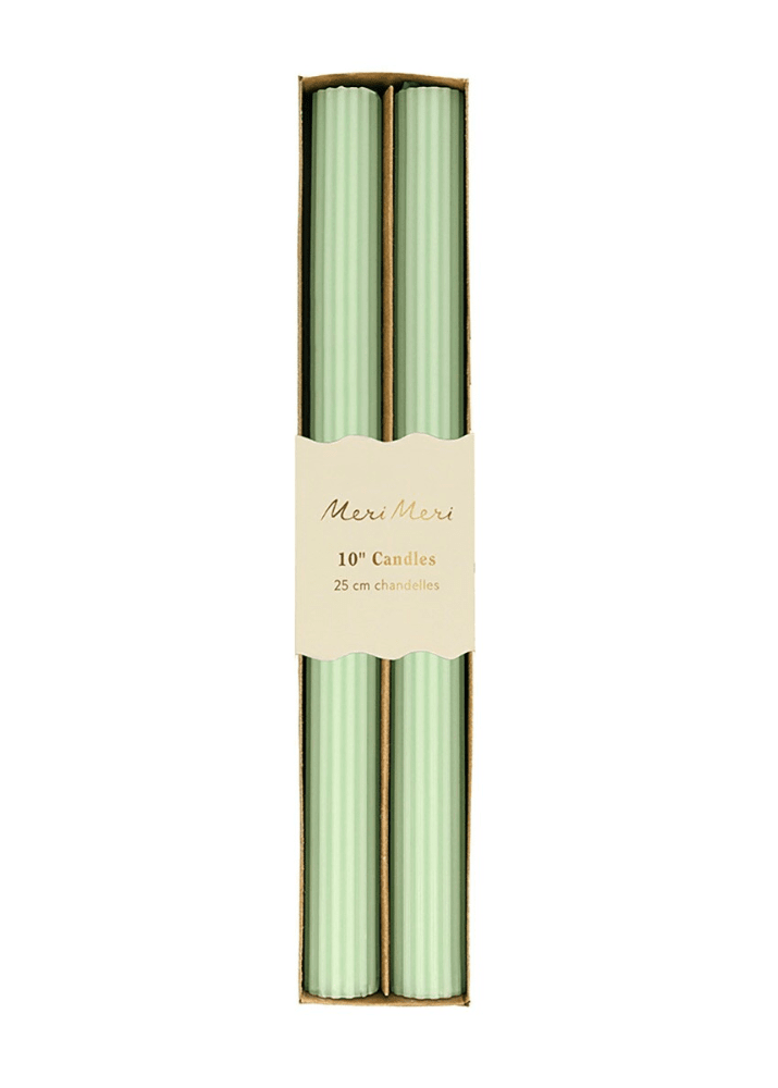 Meri Meri - Sea Foam Green Table Candles - Pack of 2 -