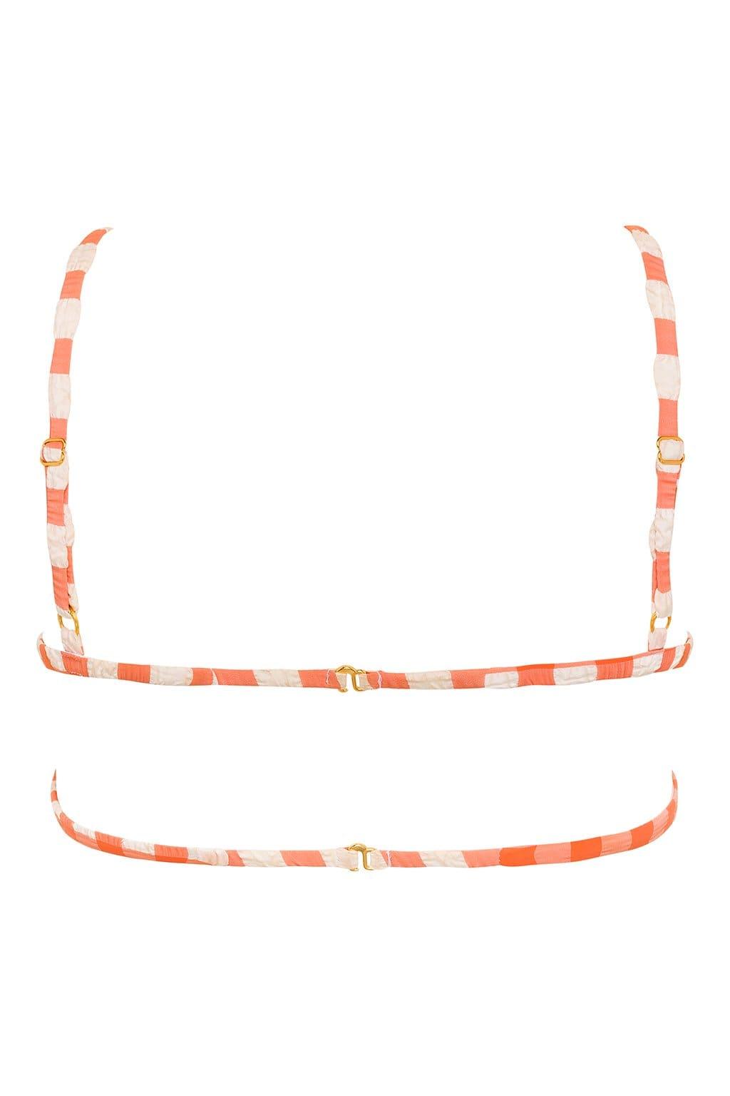 Montce - Shrimp Gingham Elany Tie-Up Bikini Top -