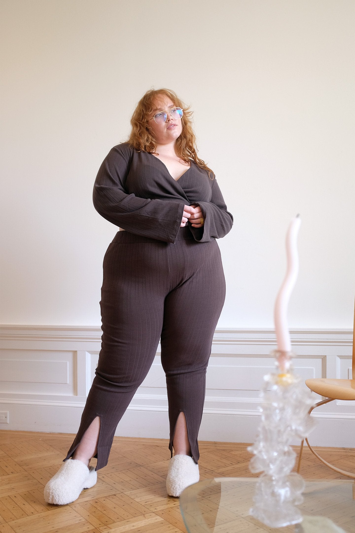 WRAY - Slit Legging - Chocolate Mousse -