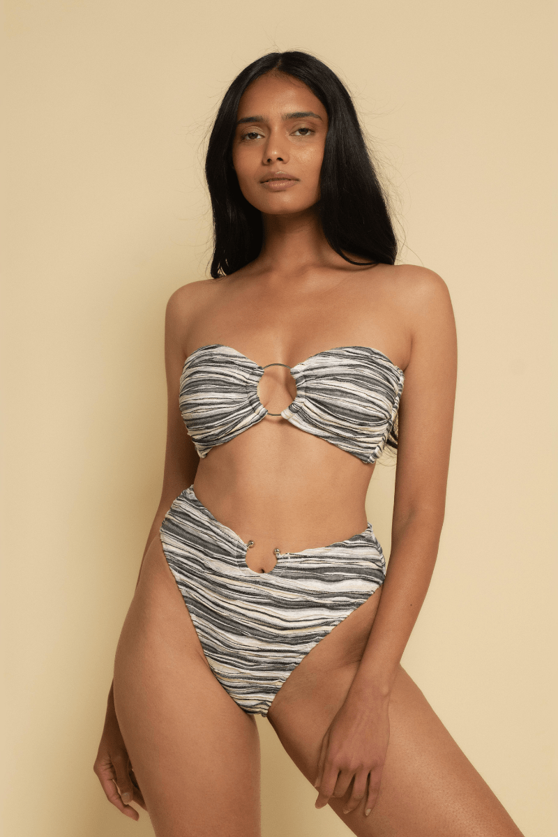 Montce - Slub Knit Tori Ties Bandeau Bikini Top -