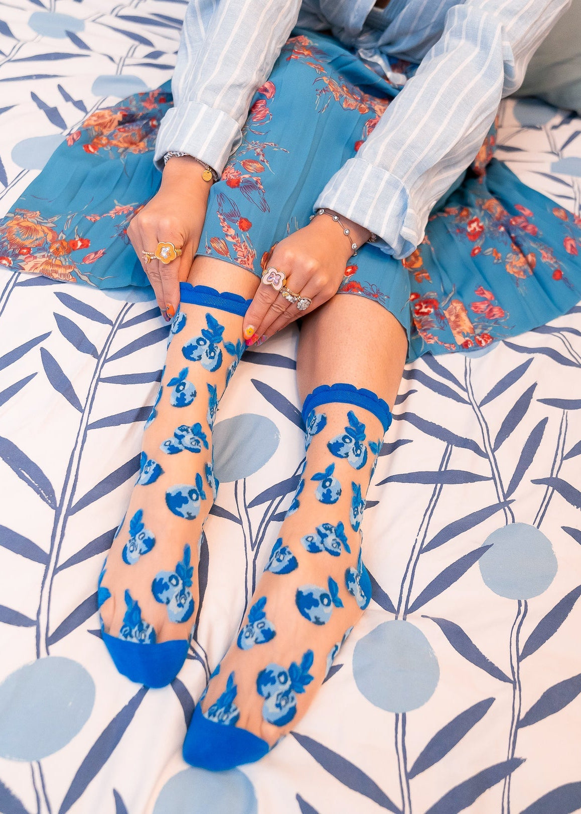 Sock Candy - Blueberry Ruffle Sheer Crew Sock -