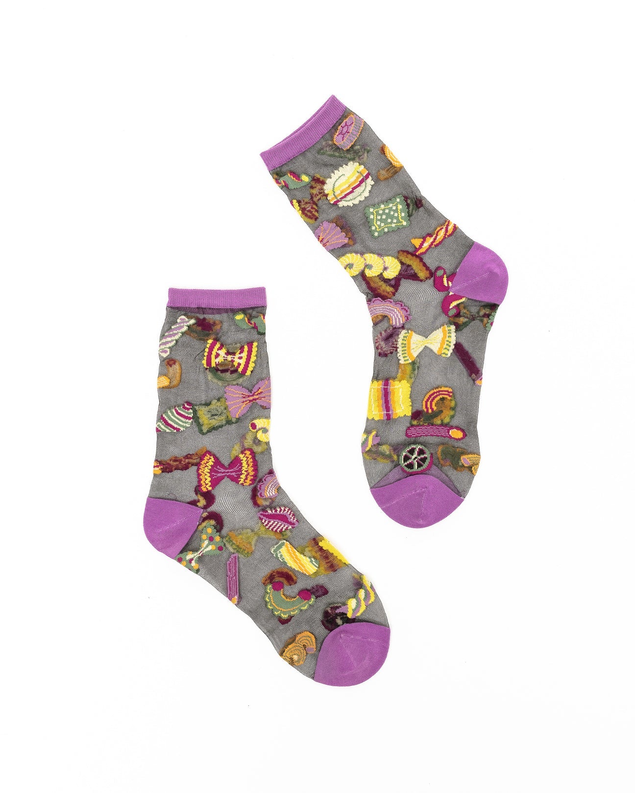 Sock Candy - Pasta Lover Black Sheer Crew Sock -
