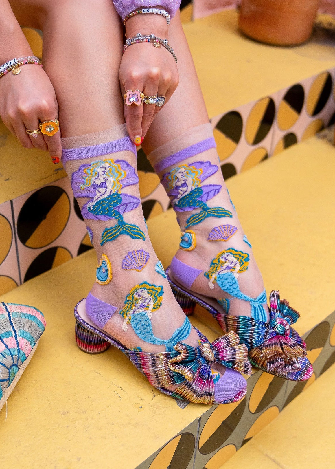 Sock Candy - Whimsical Mermaid Ruffle Sheer Crew Sock -