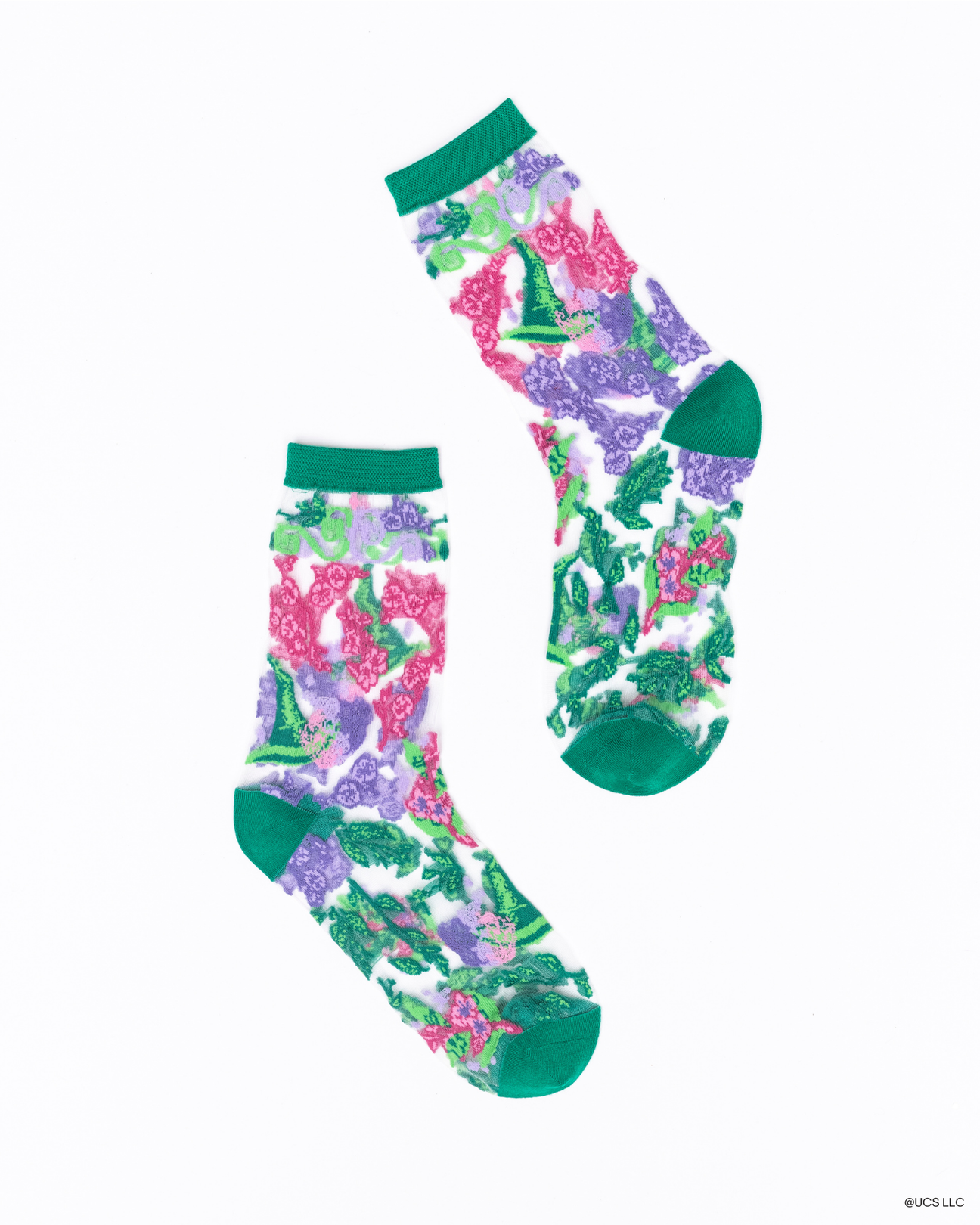 Sock Candy - Wicked For Good Floral Sheer Crew Sock -