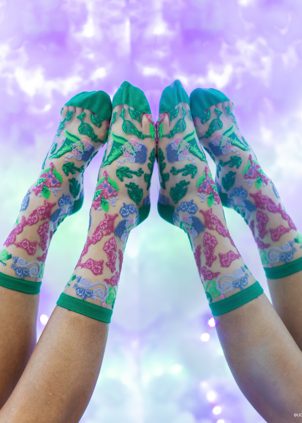 Sock Candy - Wicked For Good Floral Sheer Crew Sock -