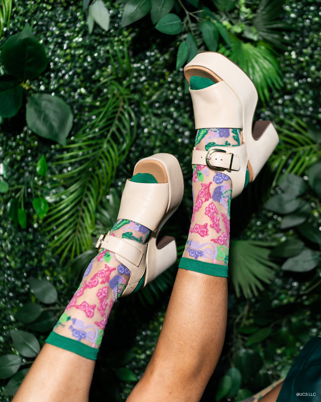 Sock Candy - Wicked For Good Floral Sheer Crew Sock -