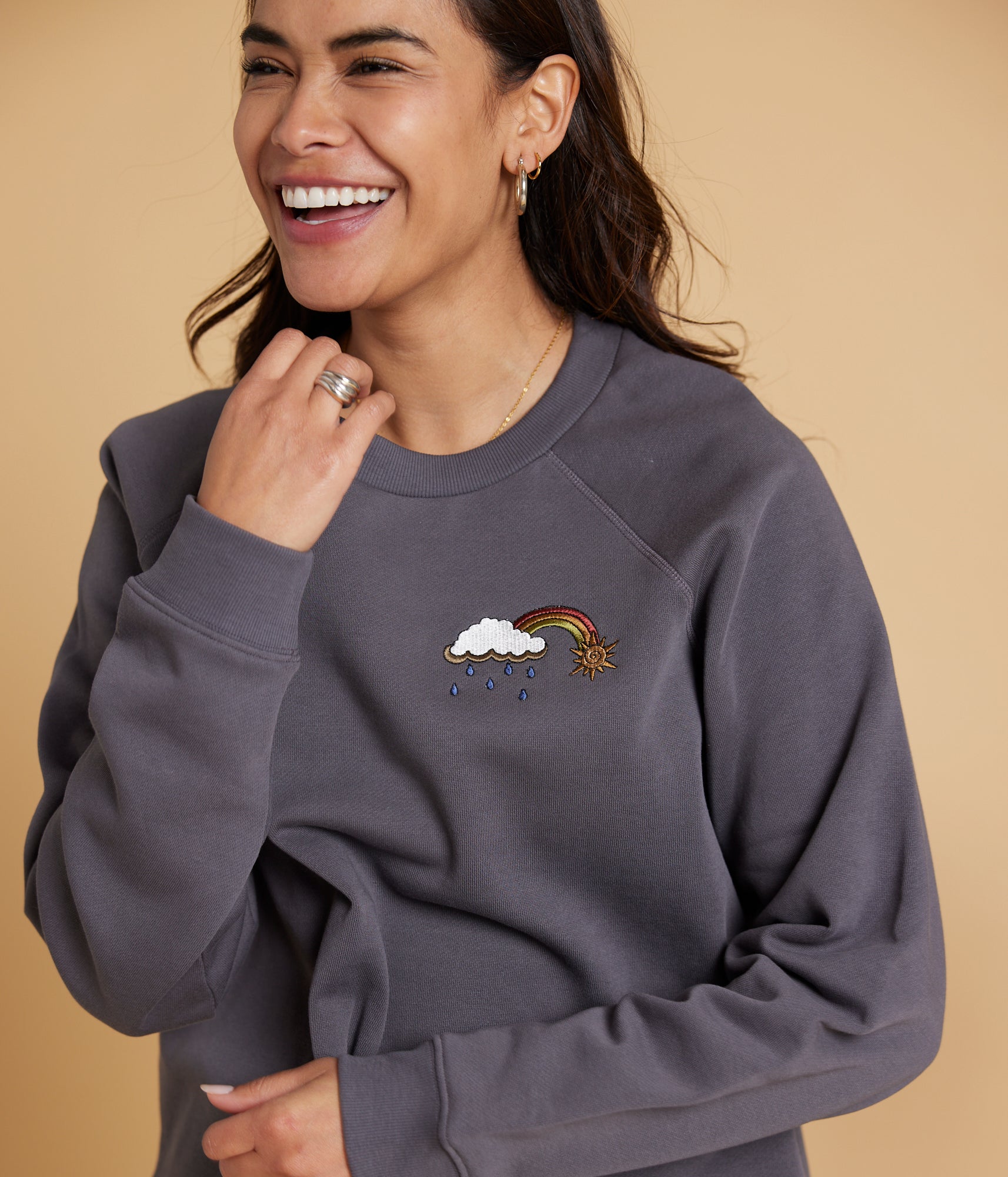 Known Supply - Sometimes Rainbow Pullover - Charcoal -