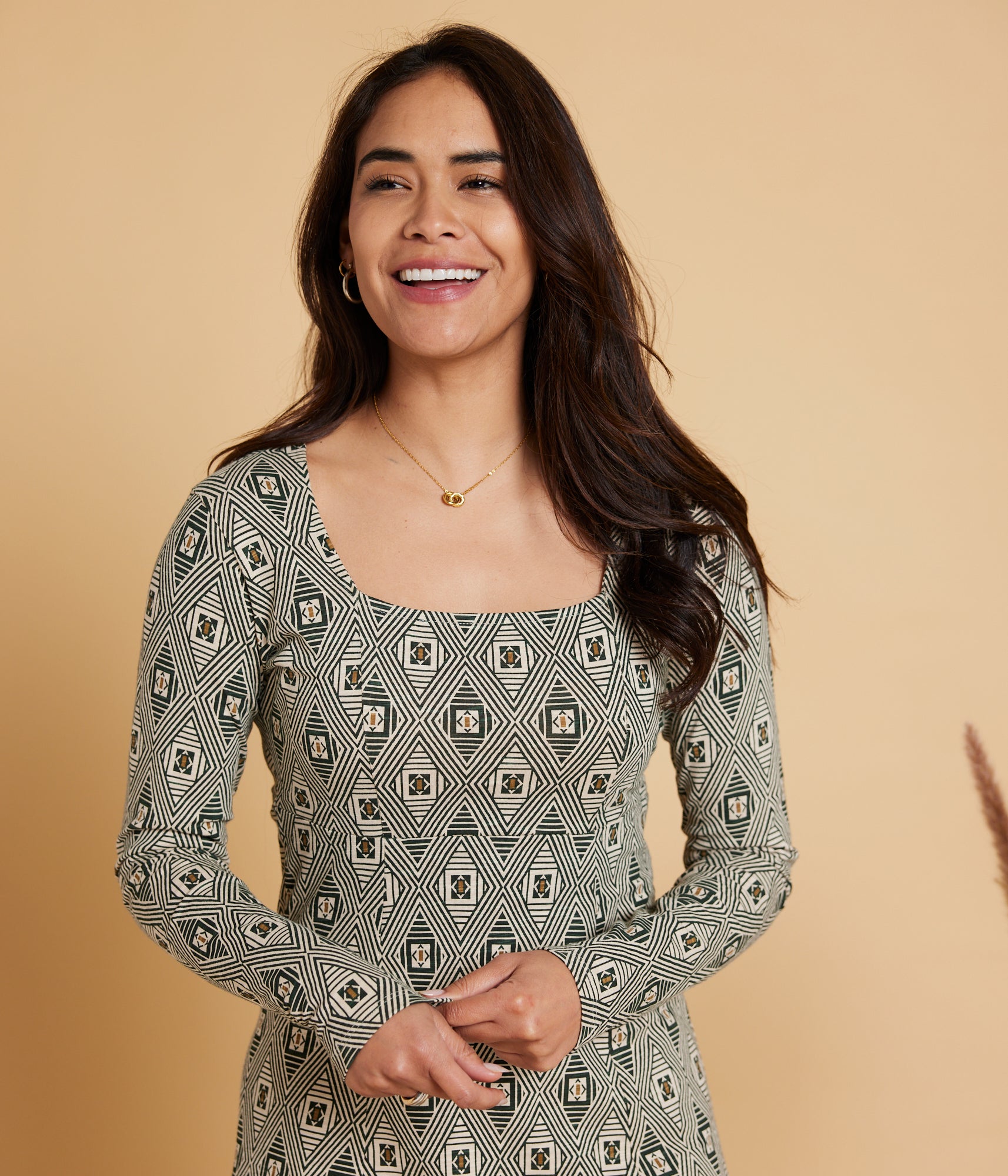 Known Supply - Sonnet Dress - Deep Forest Diamonds -