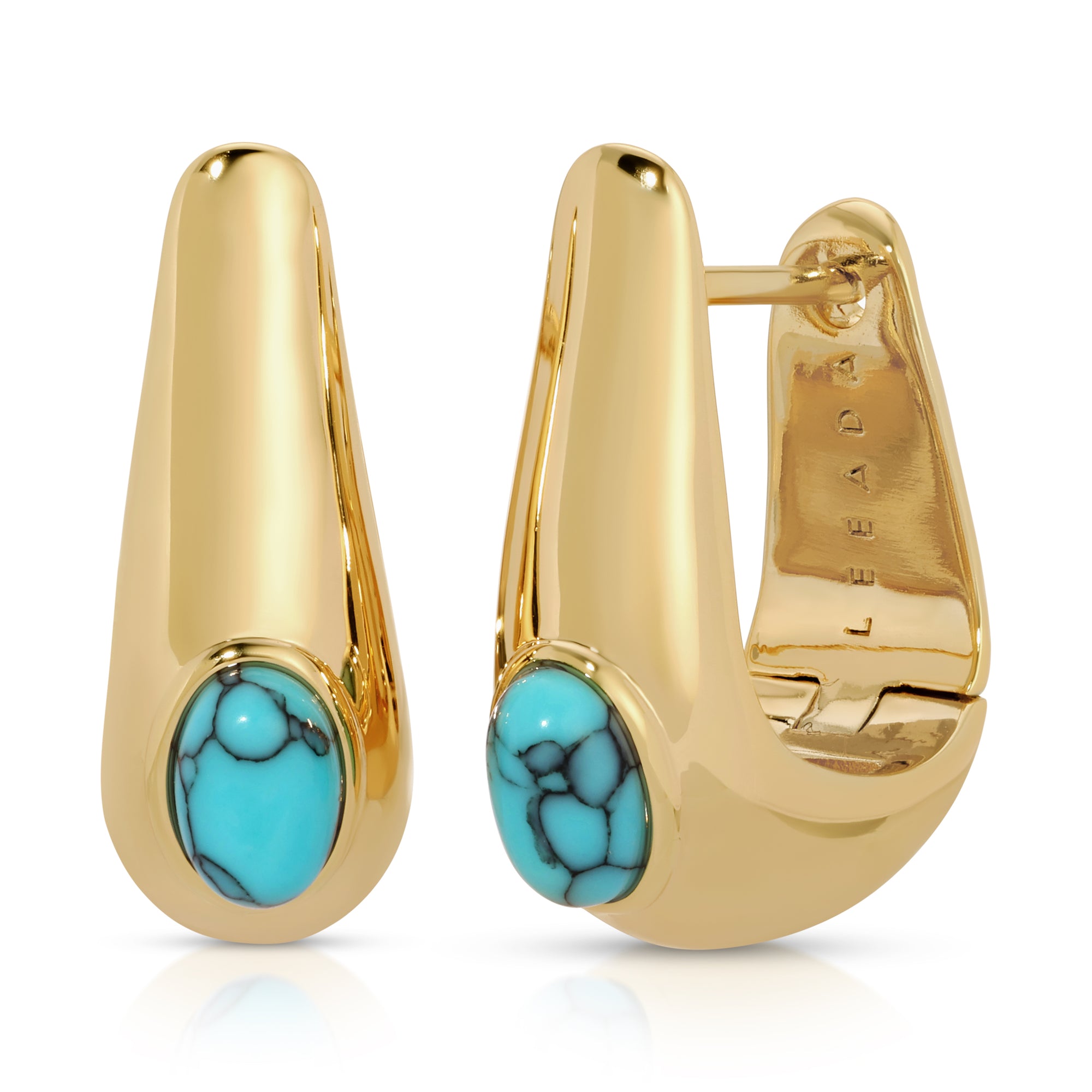 Leeada - Reve Gem Hoops - Turquoise/Gold -