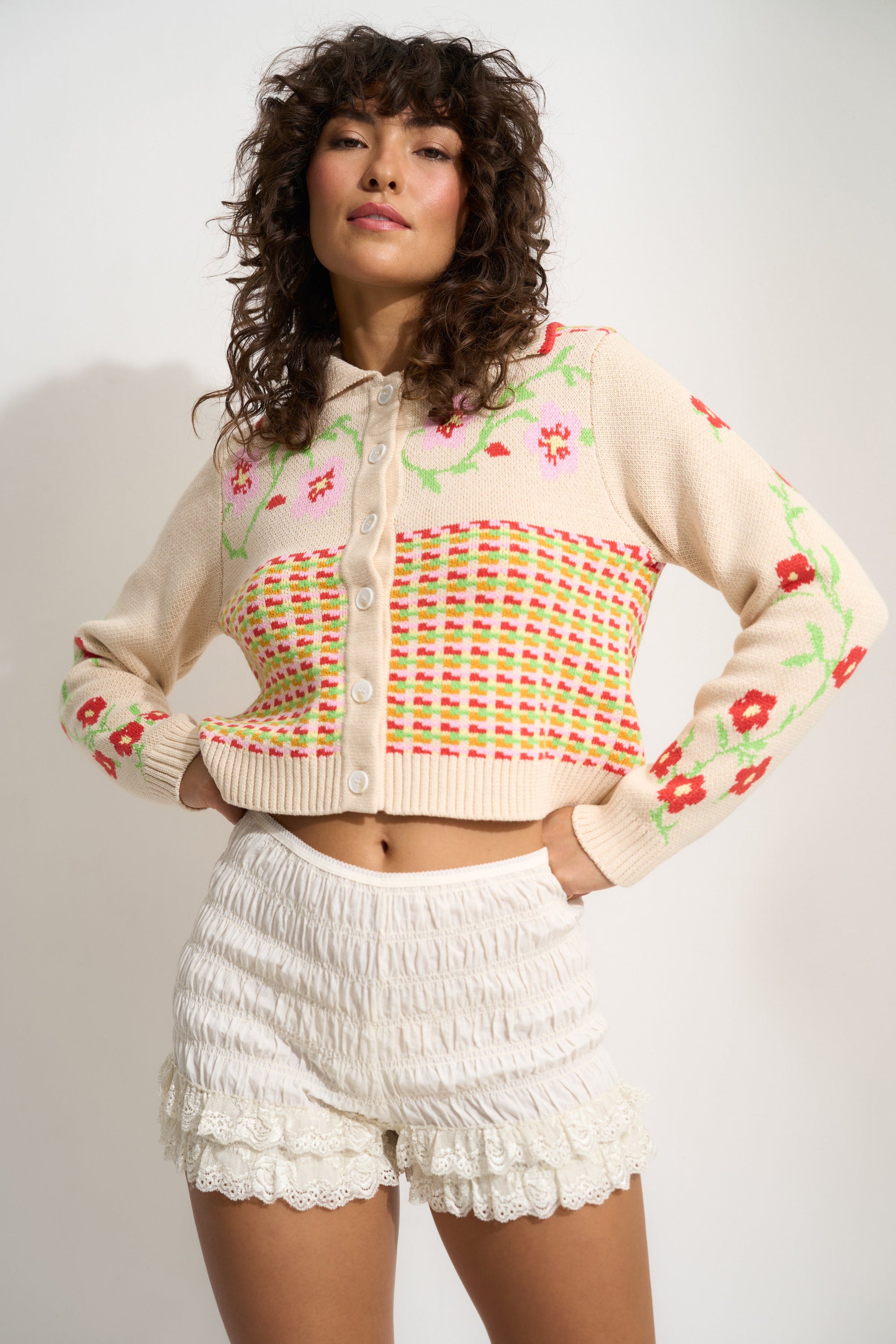 Callahan Knitwear - Teagan Cardigan - Rose Multi -