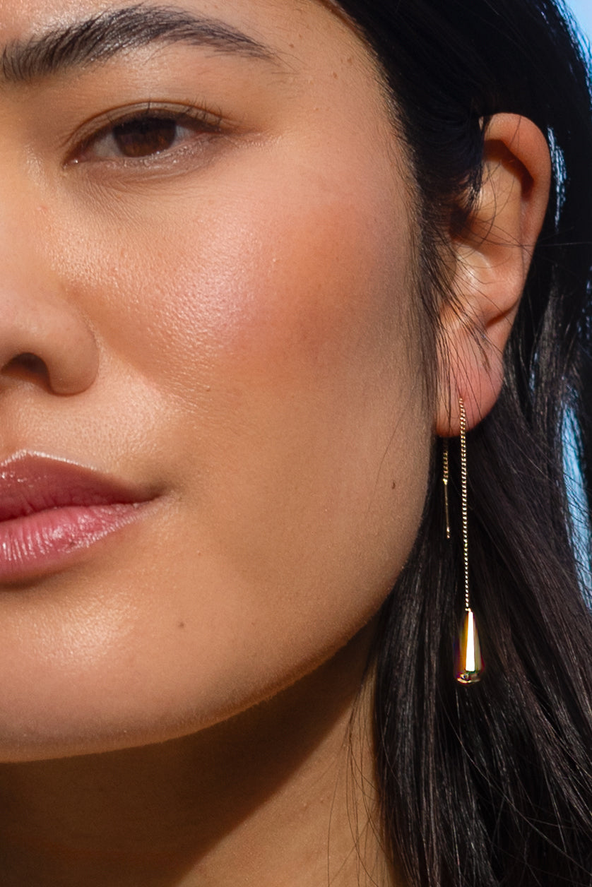 Peter + June - Tear Drop Thread Earring - Gold -