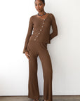 Theresa Ribbed Pant - Chocolate