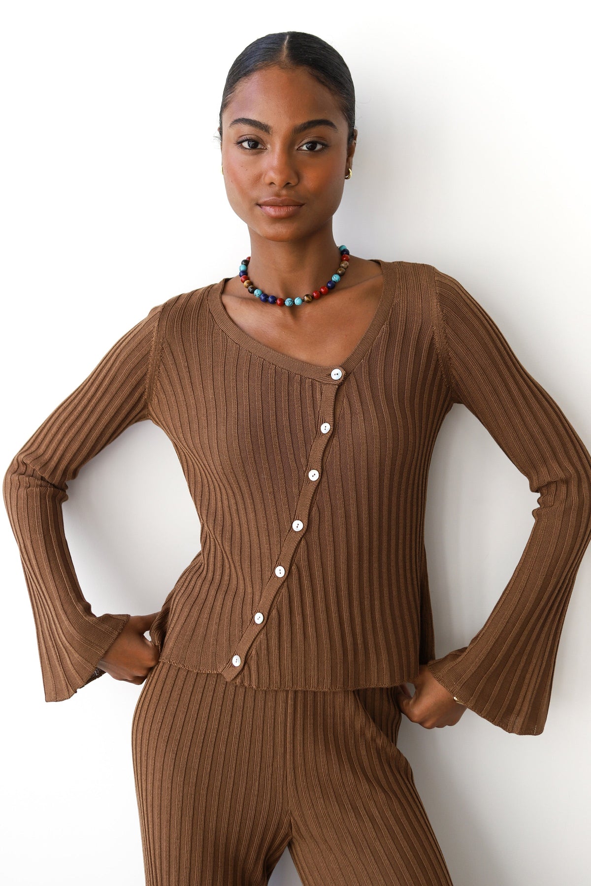 Theresa Ribbed Top - Chocolate