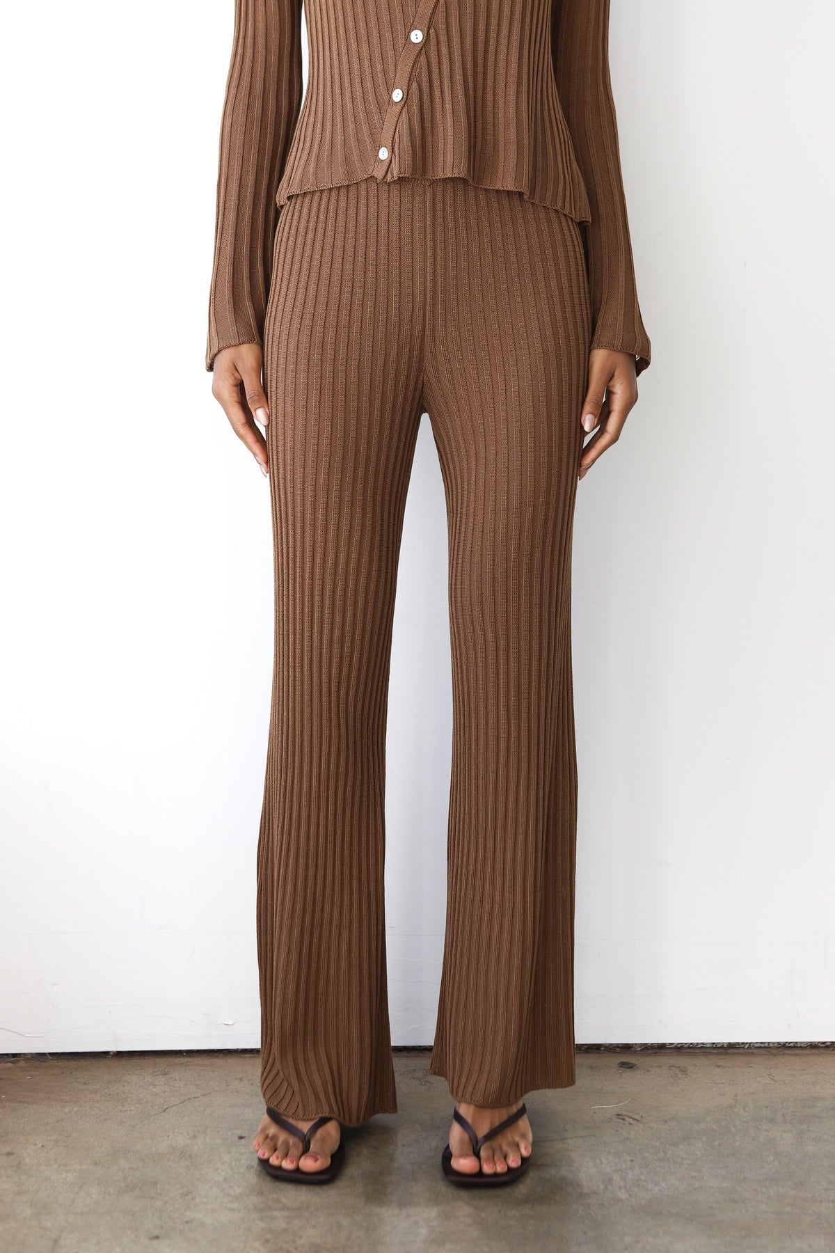 Theresa Ribbed Pant - Chocolate