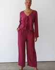 The Tie Front Top - Plum