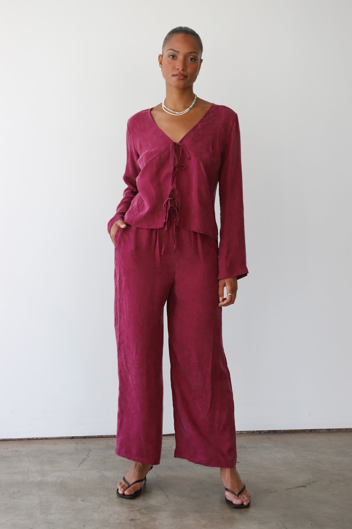 The Drawstring Pant - Plum