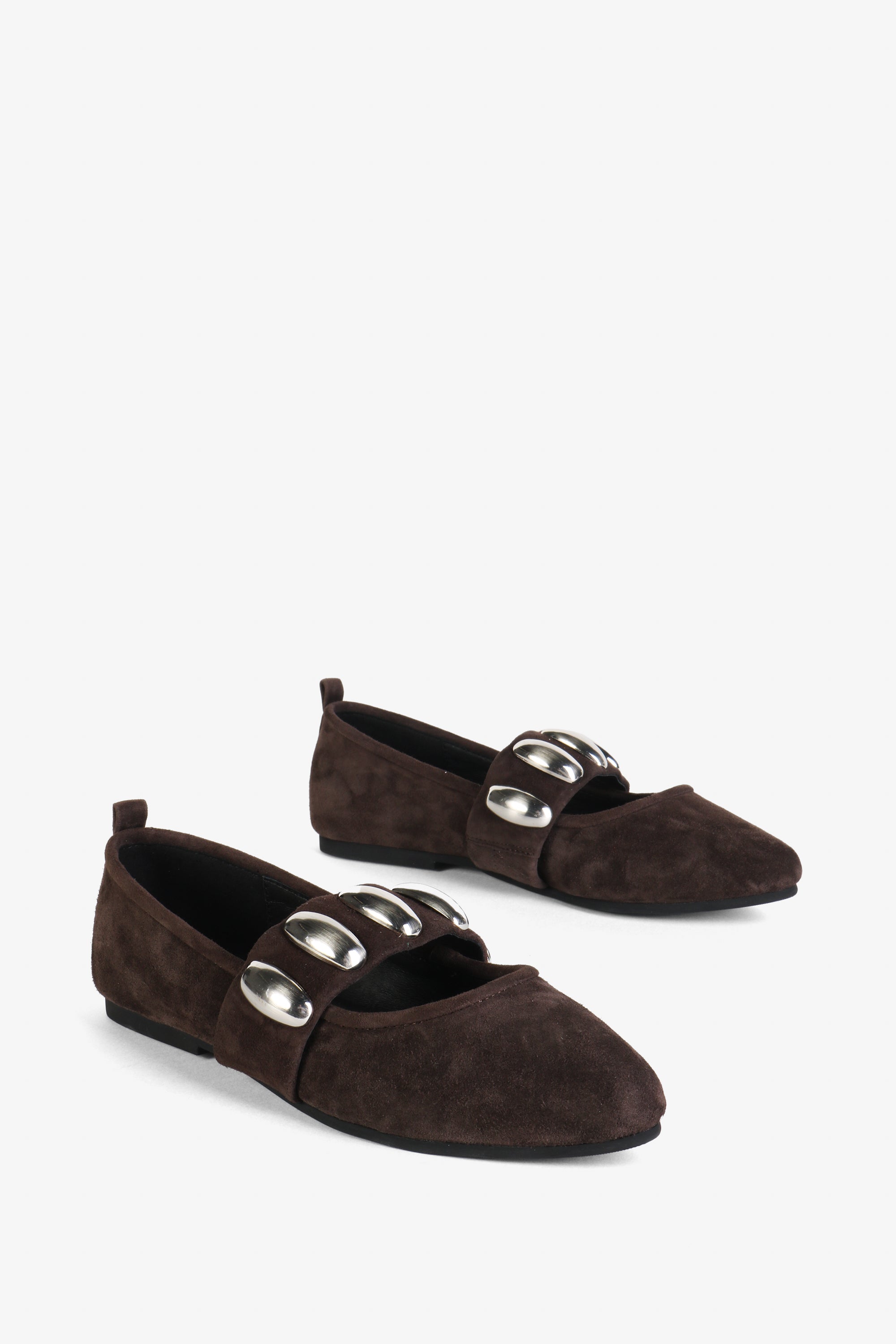 Intentionally Blank - Tone Oversized Stud Mary Jane Flat - CHOCOLATE SUEDE