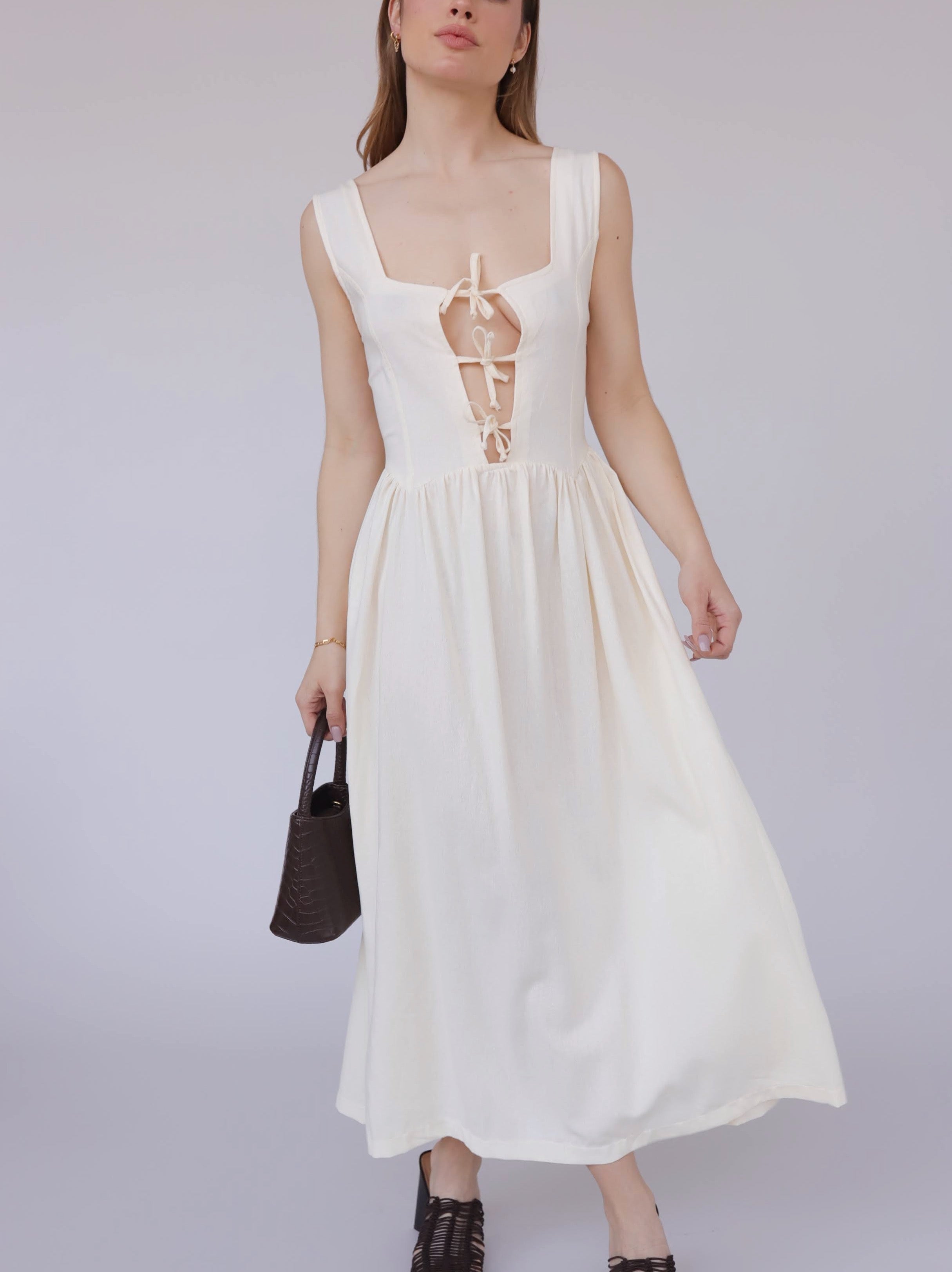 Georgette Linen Dress - Ivory