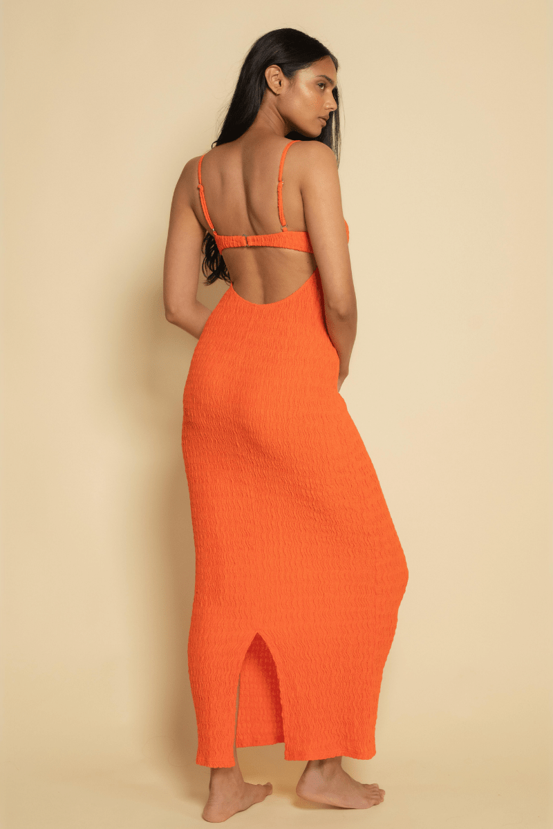 Montce - Tangerine Petal Long Slip Dress -