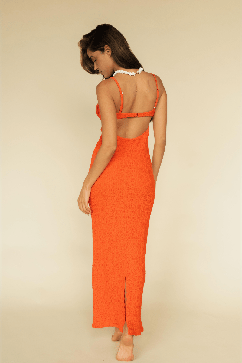 Montce - Tangerine Petal Long Slip Dress -