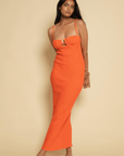 Montce - Tangerine Petal Long Slip Dress -