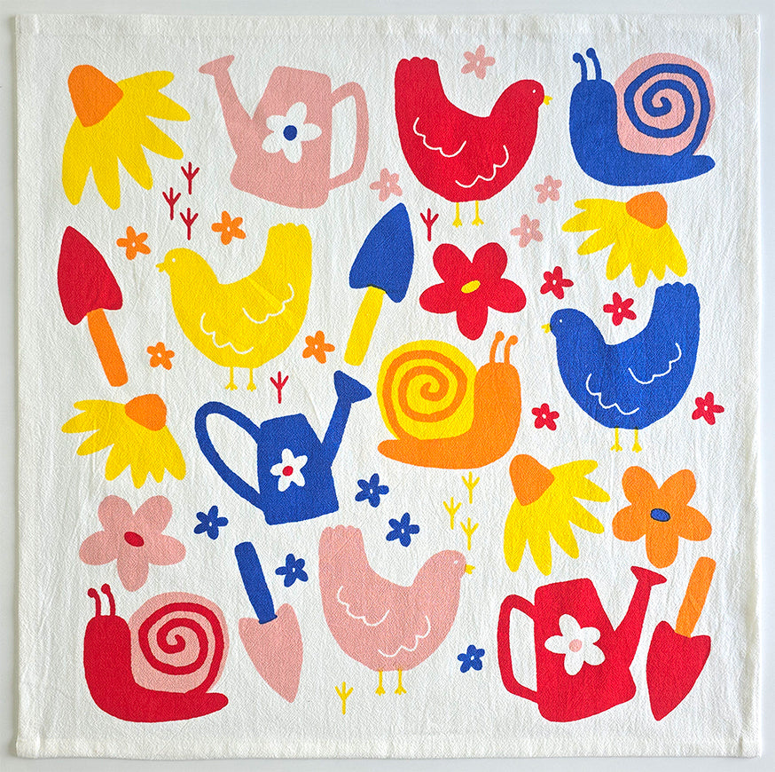 Julie Peach - Garden Toss Tea Towel -