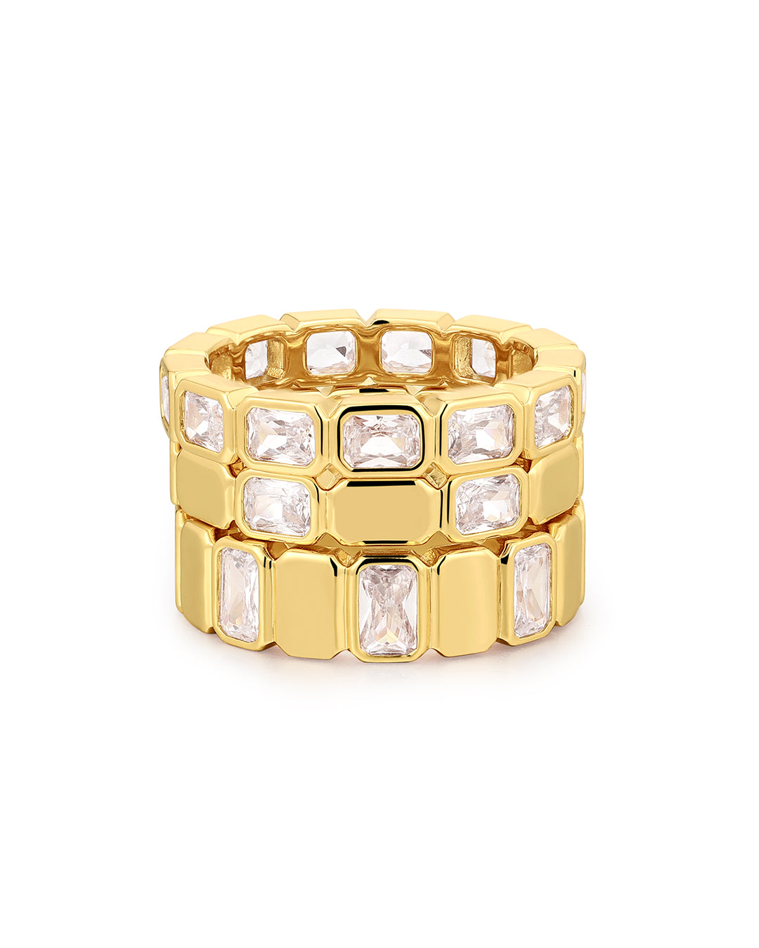Luv Aj - The Bianca Bezel Ring Set - Gold