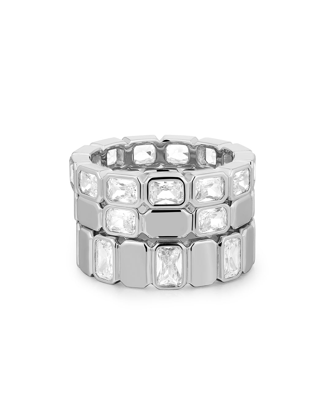 Luv Aj - The Bianca Bezel Ring Set - Silver