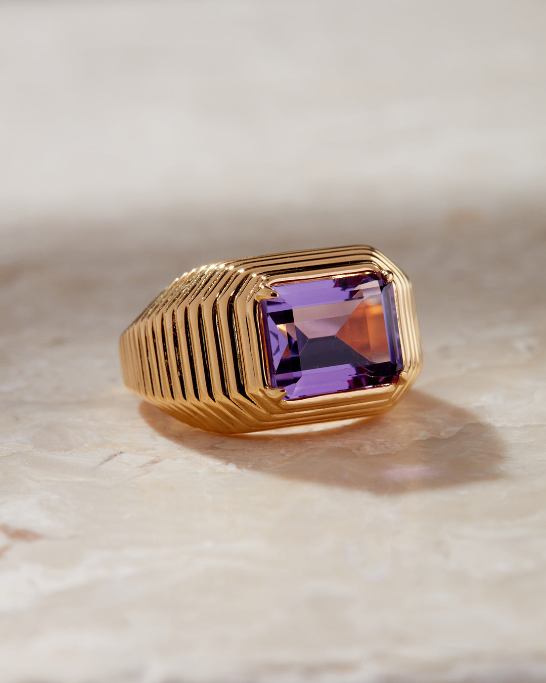 Luv Aj - The Caroline Step-Cut Ring- Amethyst -