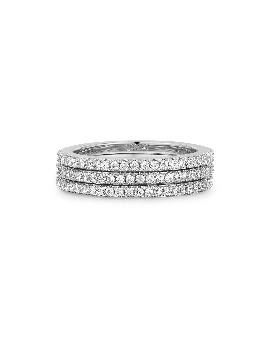 Luv Aj - The Classic Pave Bands Set - Silver