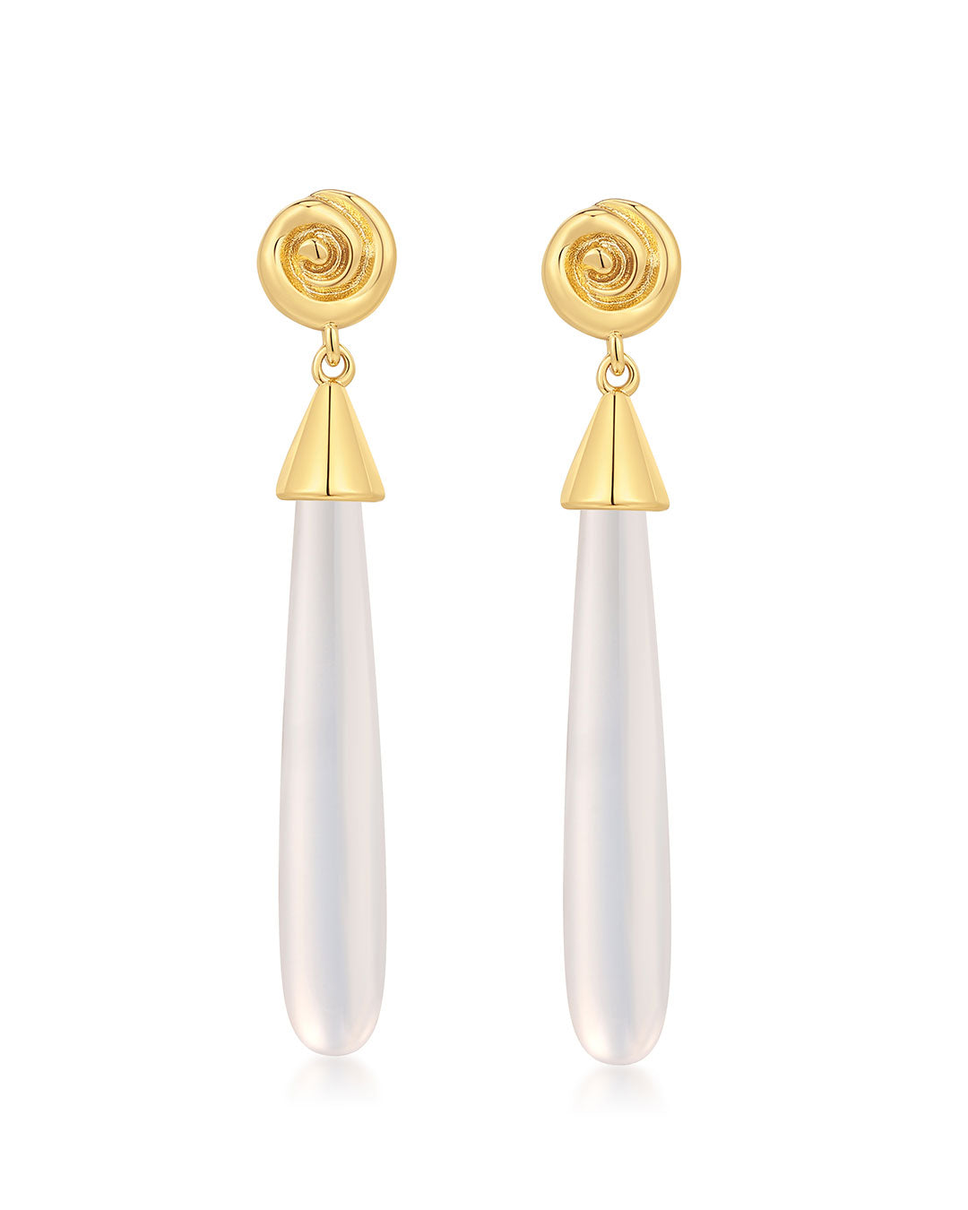 Luv Aj - The Coquille Stone Drop Studs - Gold