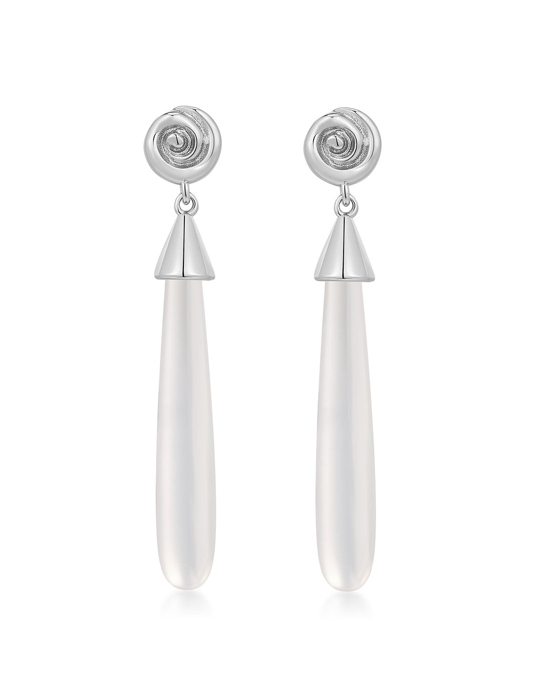 Luv Aj - The Coquille Stone Drop Studs - Silver