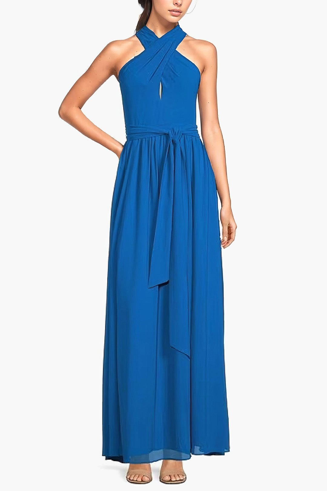 The Leah - Criss-Cross Halter Maxi Dress