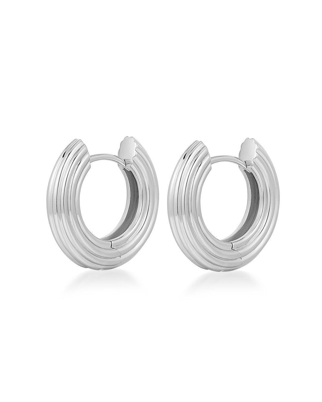 Luv Aj - The Mini Ridged Amalfi Hinge Hoops - Silver