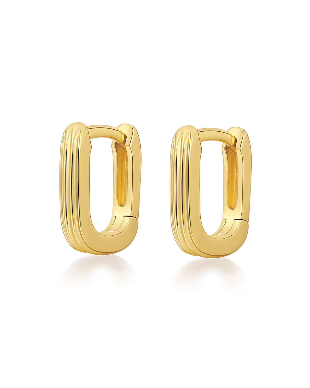 Luv Aj - Mini Ridged Chain Link Huggies - Gold