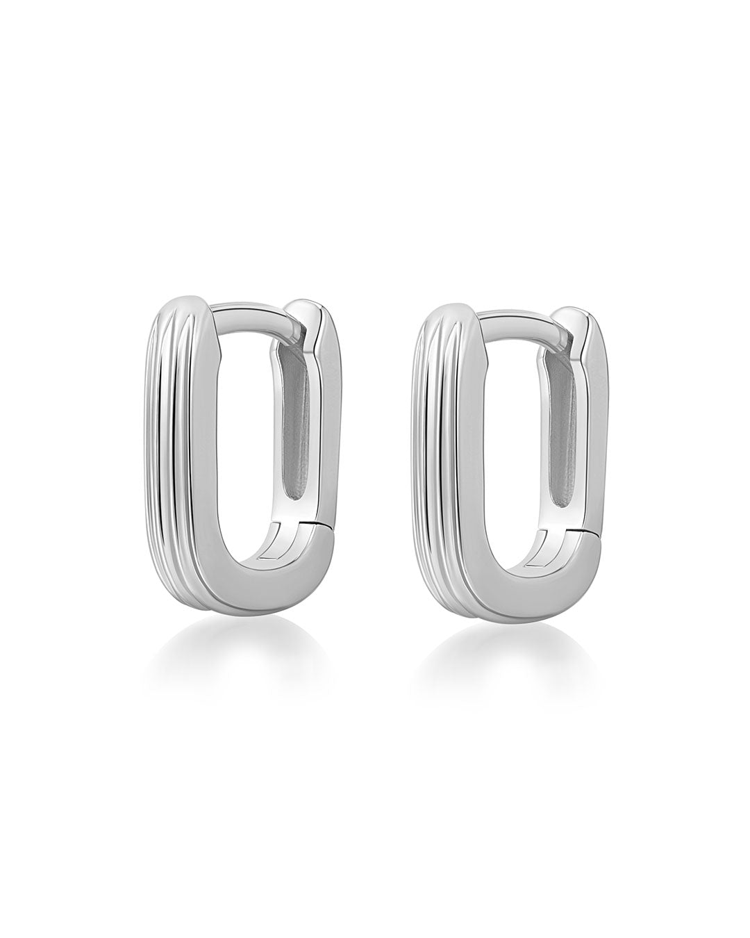 Luv Aj - Mini Ridged Chain Link Huggies - Silver